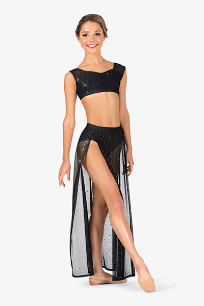 Body Wrappers TW601 Performance Twinkle Mesh Tank Bra Top Black